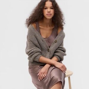 GAP Taupe Knit Cardigan Sweater